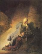 The Prophet Jeremiab Mourning over the Destruction of Jerusalem Rembrandt